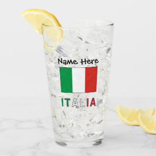 Italia e Bandiera Italiana Personalized Glass