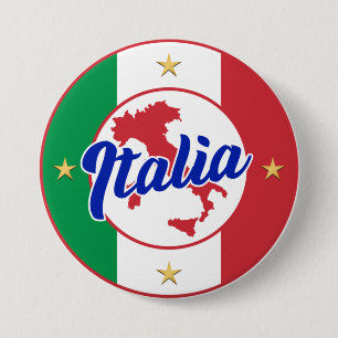 Italia Flag & Map 3 Inch Round Button
