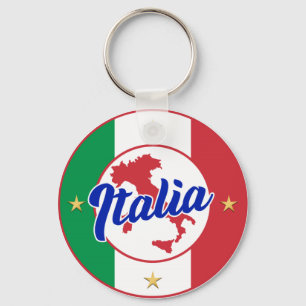 Italia Flag & Map Keychain
