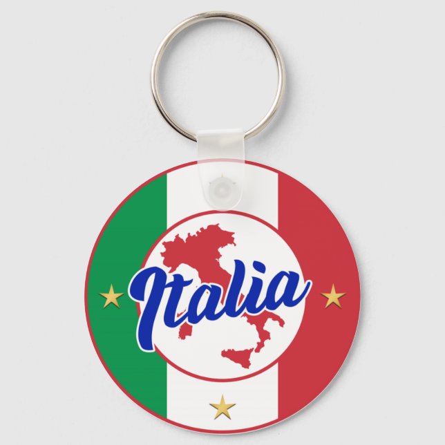 Italia Flag & Map Keychain (Front)
