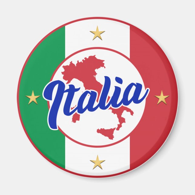 Italia Flag & Map Magnet (Front)