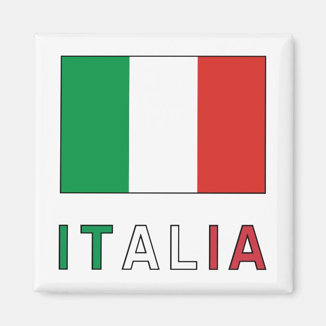 Italia Flag & Word Magnet (Front)