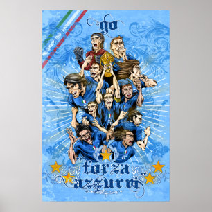 Italia Forza Azzurri Soccer Calcio art - Alejandro Poster