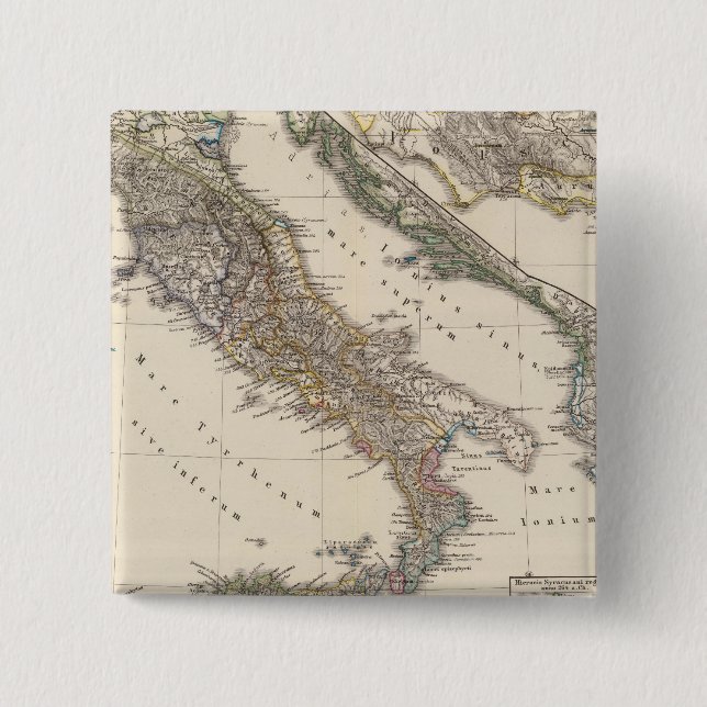 Italia, Gallia cisalpina, Sicilia, Sardinia 2 Inch Square Button (Front)