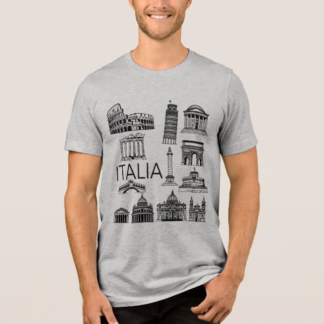 Italia Italian Monuments  Tri-Blend Shirt (Front)