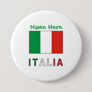 Italia Italiana Bandiera Green Personalization  3 Inch Round Button