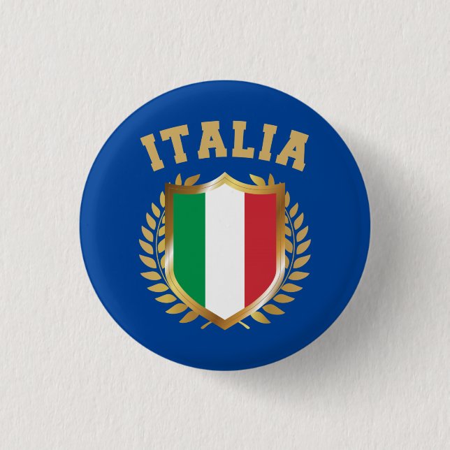 Italia/Italy Flag Shield 1 Inch Round Button (Front)