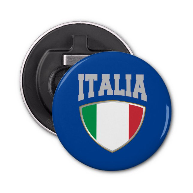 Italia/Italy Flag Shield & Text Bottle Opener (Front)