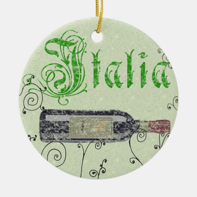 Italia Wine Bottle Ornament (Front)