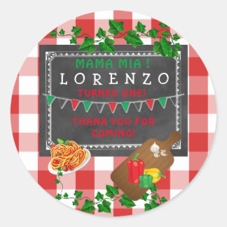Italian 1st birthday thank you classic round sticker