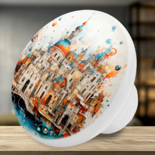 Italian Abstract Architecture Ceramic Knob
