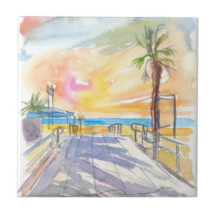 Italian Adria Beach Scene Tile