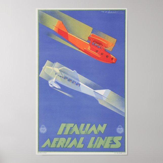 Italian Aerial Lines - Vintage Travel Aviation Poster (Front)