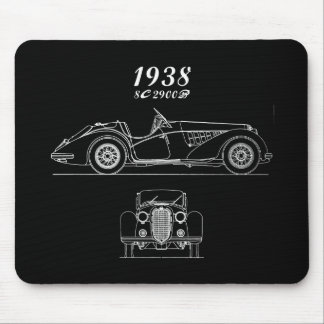 Italian Alfa Romeo 8C 2900 Vintage Blueprint Mouse Pad