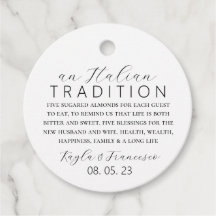Italian Almond Wedding Tradition Favour Tag