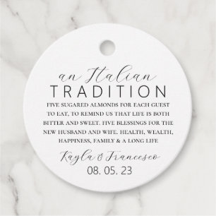 Italian Almond Wedding Tradition Favour Tag