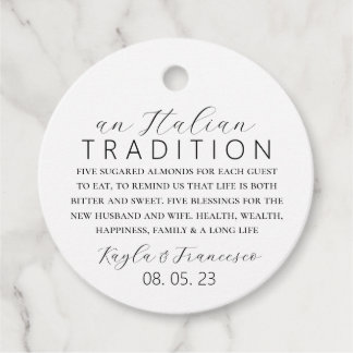 Italian Almond Wedding Tradition Favour Tag