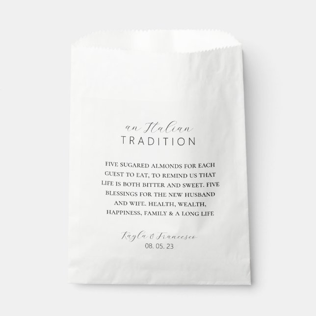 Italian Almond Wedding Tradition Favour Tag Bag (Front)