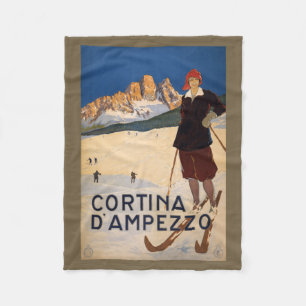 Italian Alps vintage travel fleece blanket