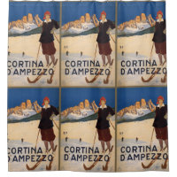 Italian Alps Vintage Travel Poster shower curtain