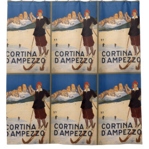 Italian Alps Vintage Travel Poster shower curtain