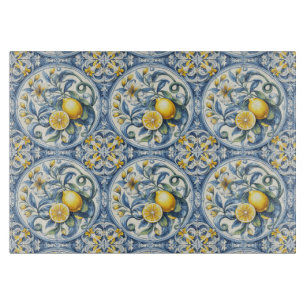 Italian Amalfi blue white tiles lemons Cutting Board