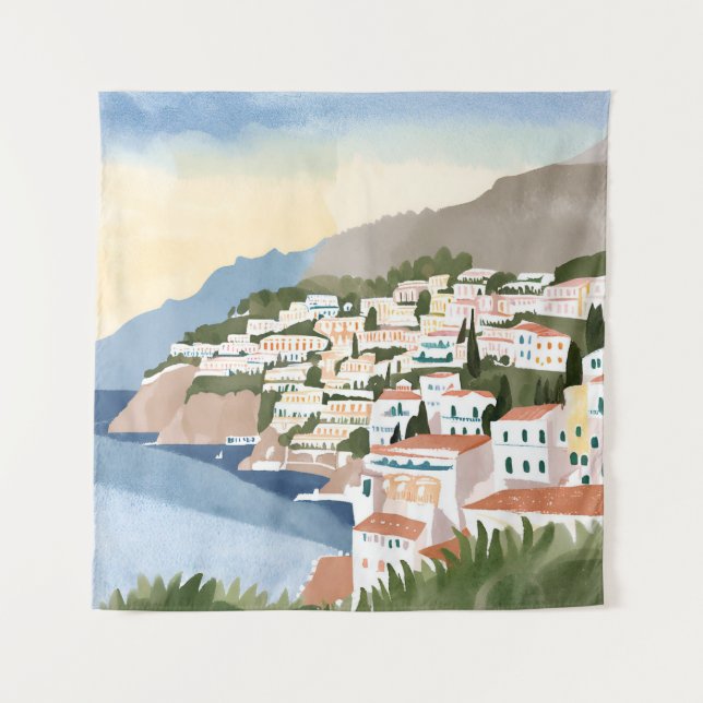 Italian Amalfi Coast Italy Mediterranean  Tapestry (Front)