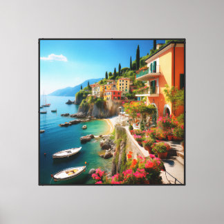 Italian Amalfi Coast Stretched Canvas Wall Art