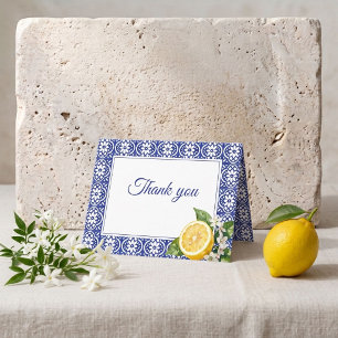 Italian Amalfi Lemon Blue Tile Thank You Card
