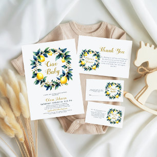 Italian Amalfi Lemon Wreath Ciao Baby Baby Shower Thank You Card