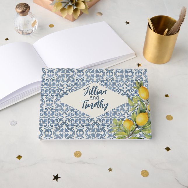Italian Amalfi Themed Wedding Guest Book (Front Open)