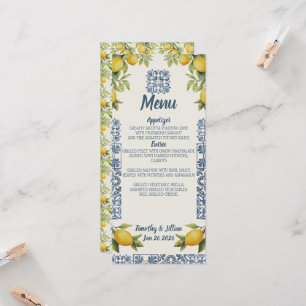 Italian Amalfi Themed Wedding Menu