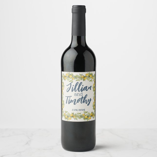 Italian Amalfi Themed Wedding Wine Label (Front)