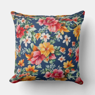 Italian Amazing Summer Bright Floral Pattern Throw Pillow