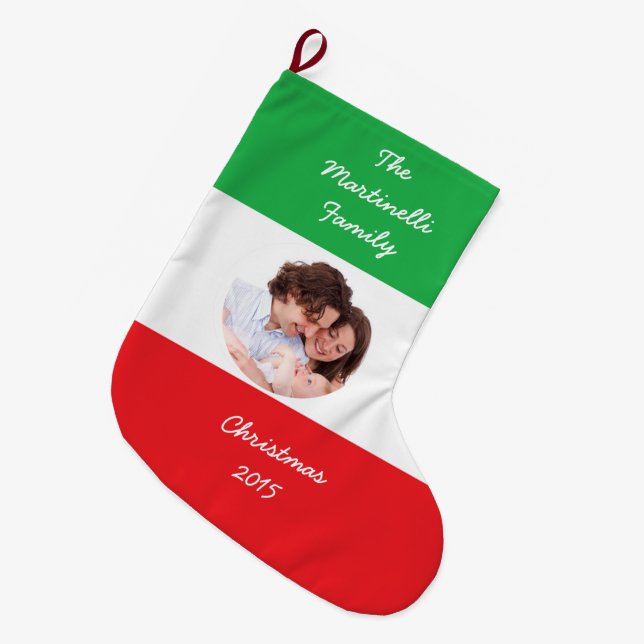 Italian-American Christmas Stocking with Photo (Front (Hanging))