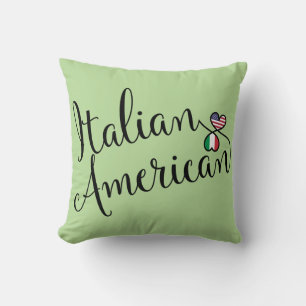 Italian American Entwined Hearts   Throw Pillow