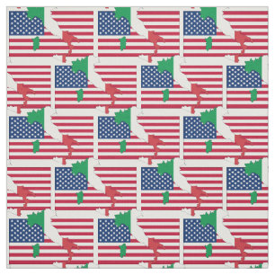 ITALIAN AMERICAN Flag Map Outline Fabric