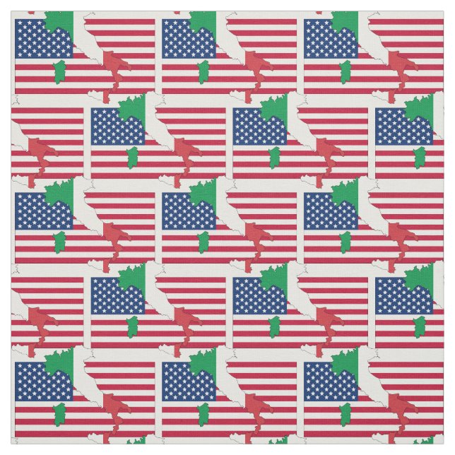 ITALIAN AMERICAN Flag Map Outline Fabric (Swatch)
