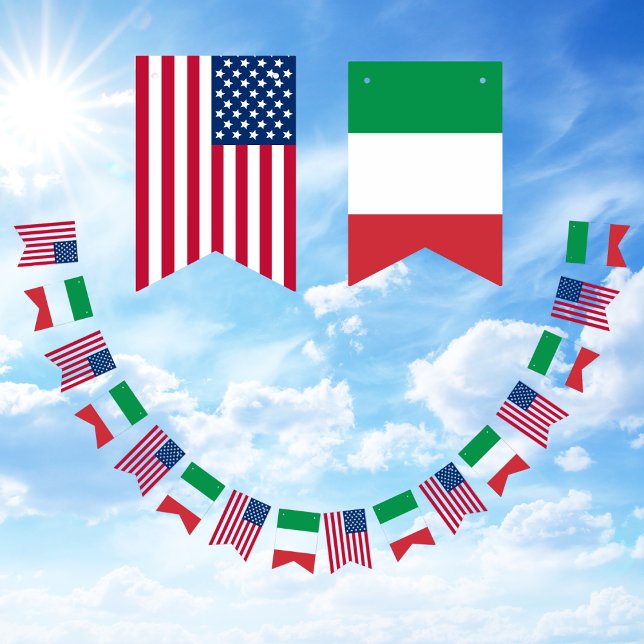 Italian-American Friendship  Bunting Flags (Italy America Flag Bunting)