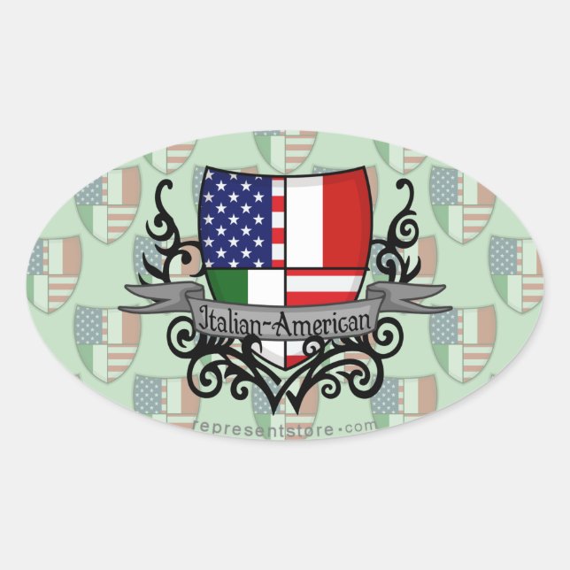 Italian-American Shield Flag Oval Sticker (Front)