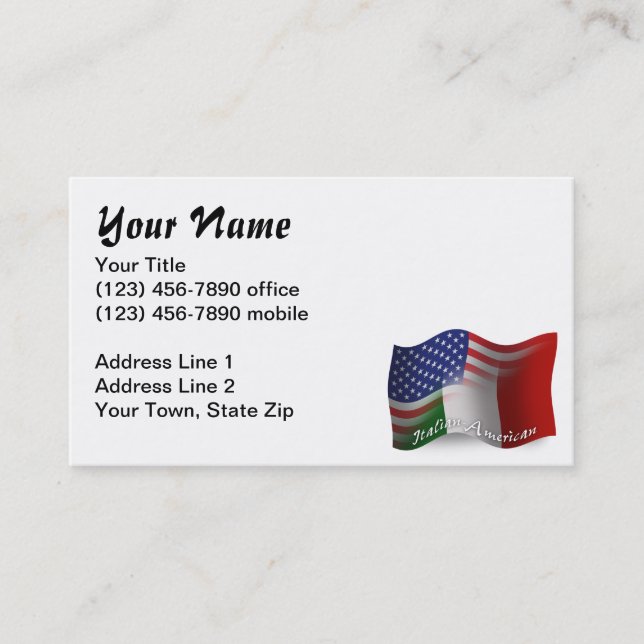 Italian-American Waving Flag Business Card (Front)