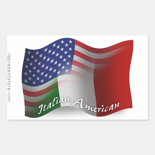 Italian-American Waving Flag Sticker (Front)