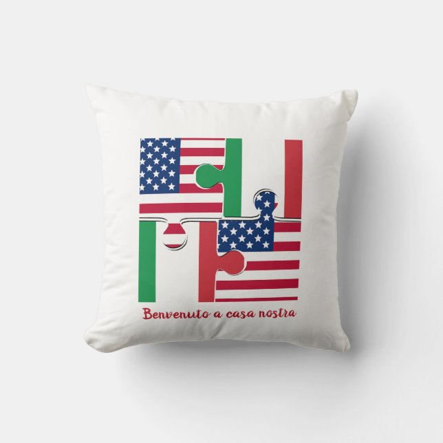 Italian American Welcome Throw Pillow (Front)