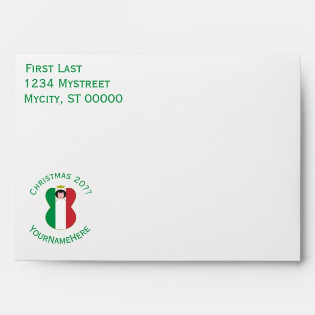Italian Angel Christmas Flag Personalized  Envelope (Front)
