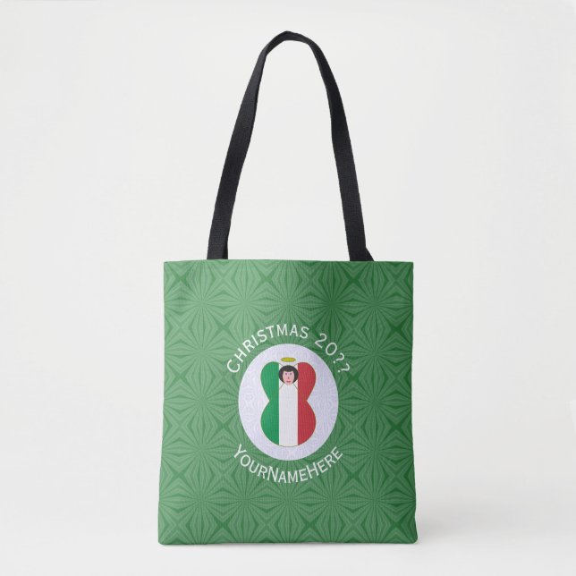 Italian Angel Christmas Flag Personalized Tote Bag (Front)
