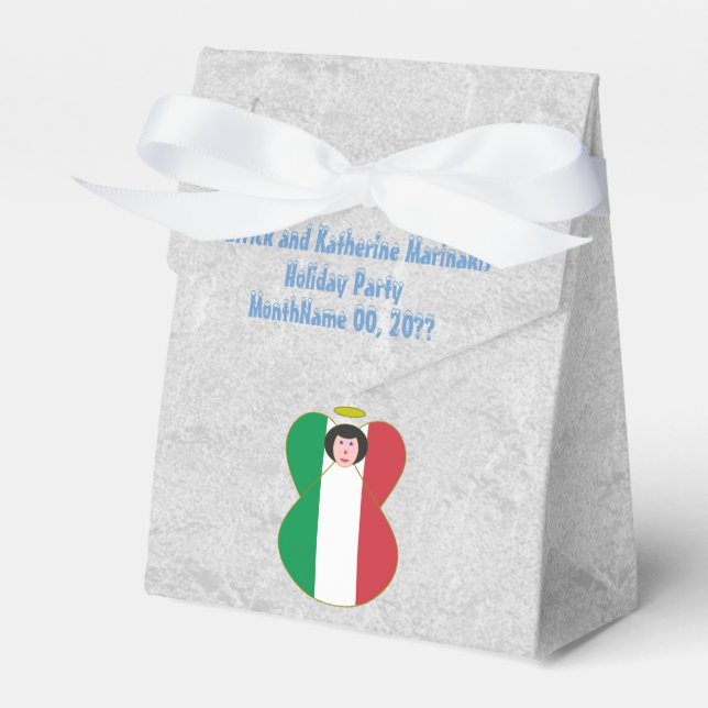 Italian Angel Flag Black Hair Favor Box (Front Side)
