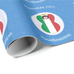 Italian Angel Flag for Hanukkah Wrapping Paper<br><div class="desc">Design, on personalized gift wrapping paper, has an angel wearing the Flag of Italy. Above, the words, in white letters, read, HANUKKAH 20??. Below, a place for a name, yours, for a personalized look, or, your gift recipient's for a thoughtful customized gift wrap. The angel sits on a circle of...</div>