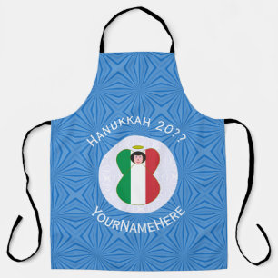 Italian Angel Hanukkah Flag Personalized Large Apron