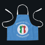 Italian Angel Hanukkah Flag Personalized Small Apron<br><div class="desc">An angel wears the flag of Italy on this small all-over printed apron for holiday or Hanukkah. The Italian Hanukkah angel is found inside a white,  fractal circle of squiggly squares. The background is blue squiggly squares. Add your own text or personalize with a name and the year.</div>
