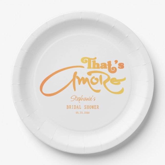 Italian Aperol Cocktail That's Amore Bridal Shower Paper Plate (Front)